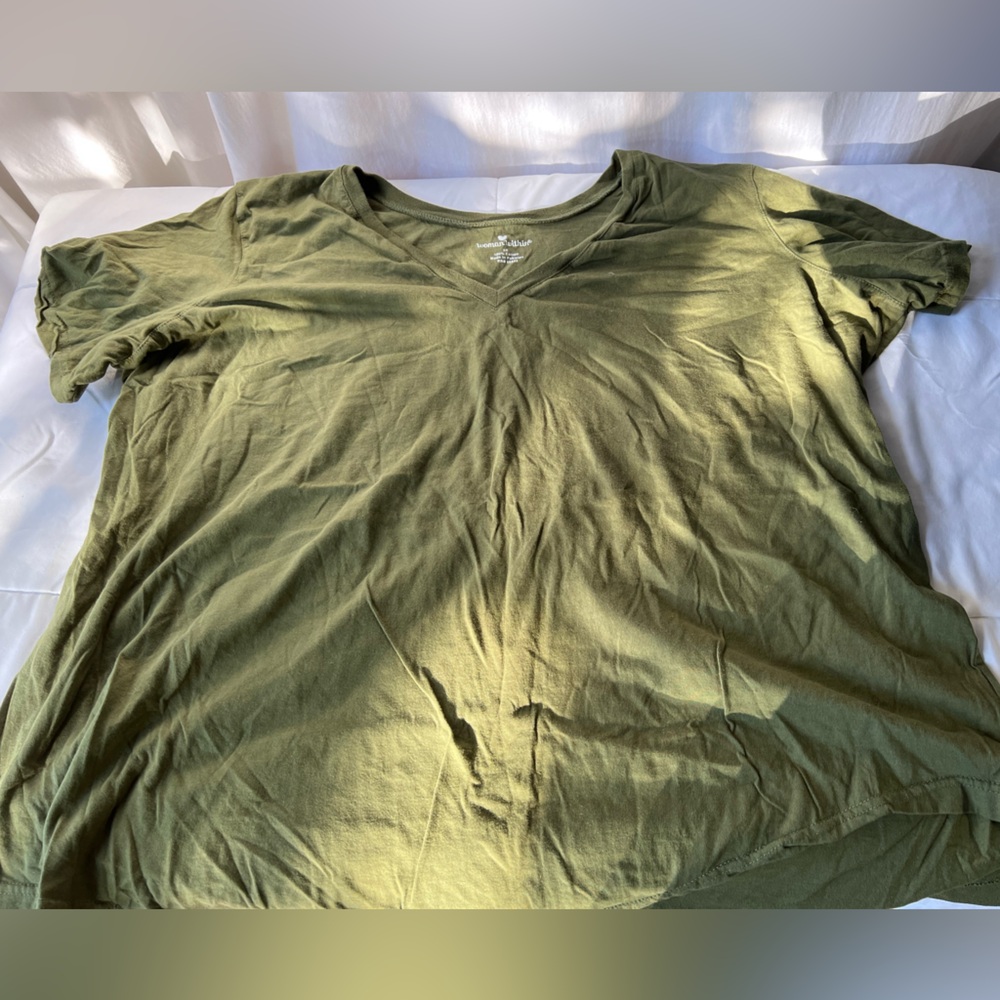 Woman Within olive Green Short Sleeve Tee cotton